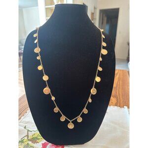 Coin Necklace, Minimalist Jewelry, Hammered Gold, Layering Piece, Boho Chic 21"